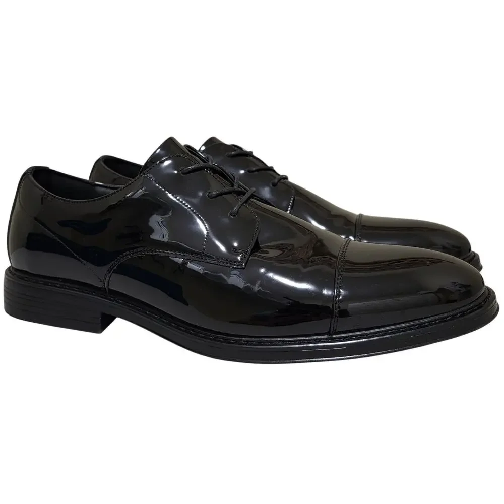 Nunn Bush Men Centro Flex Formal Cap Toe Derby Oxfords Size US 11W Black Patent